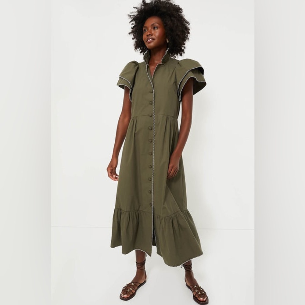 Tuckernuck: Olive Green Button-Down Midi Dress